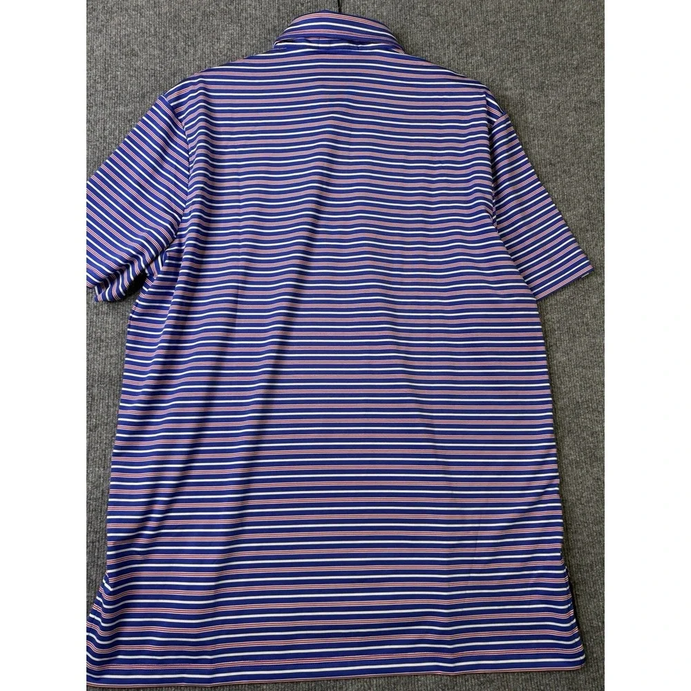 NWT RLX Ralph Lauren Golf Polo Shirt Men Large Blue Red Striped Stretch